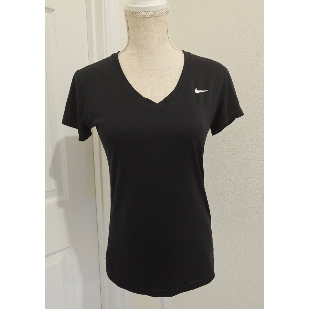 Nike Womens Dri-Fit V-Neck Short Sleeve Training Shirt Gray Small S